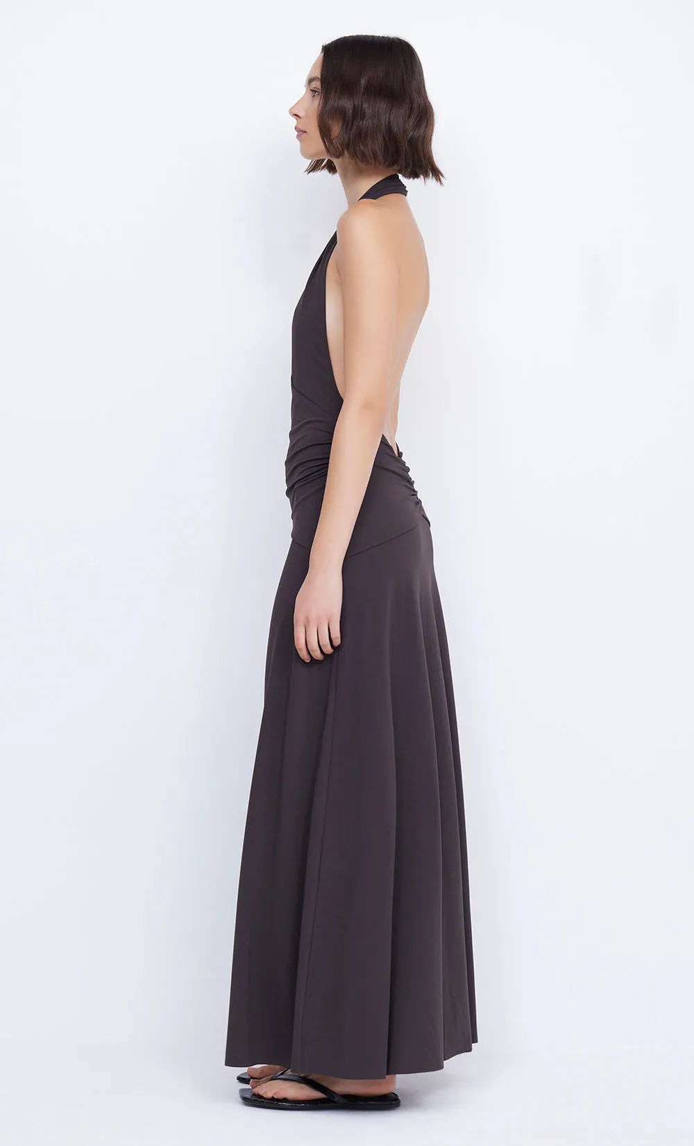 BLANCHE HALTER MAXI DRESS - ESPRESSO