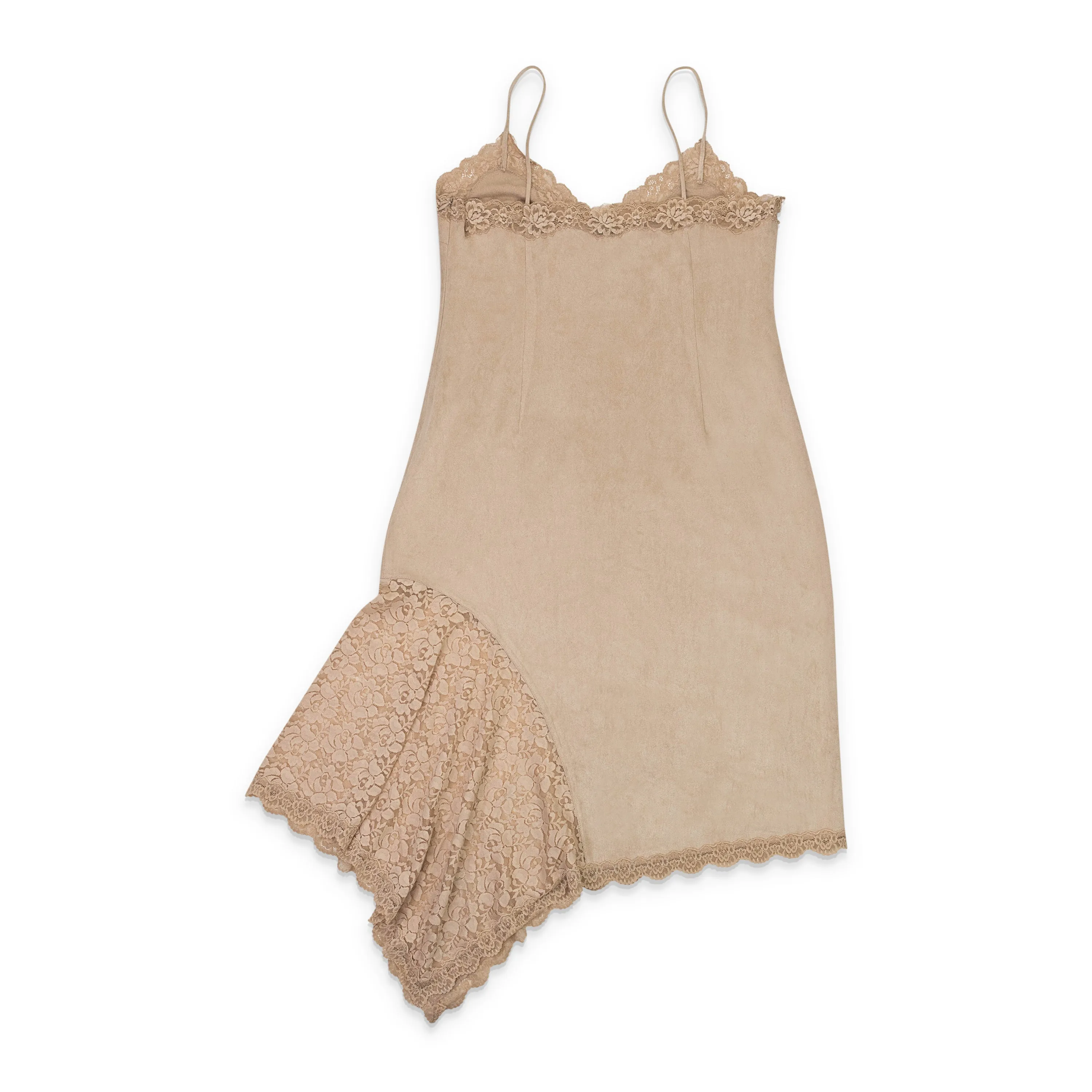 CALLIPYGIAN FAUX SUEDE BEIGE SLIP DRESS