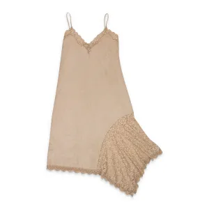 CALLIPYGIAN FAUX SUEDE BEIGE SLIP DRESS