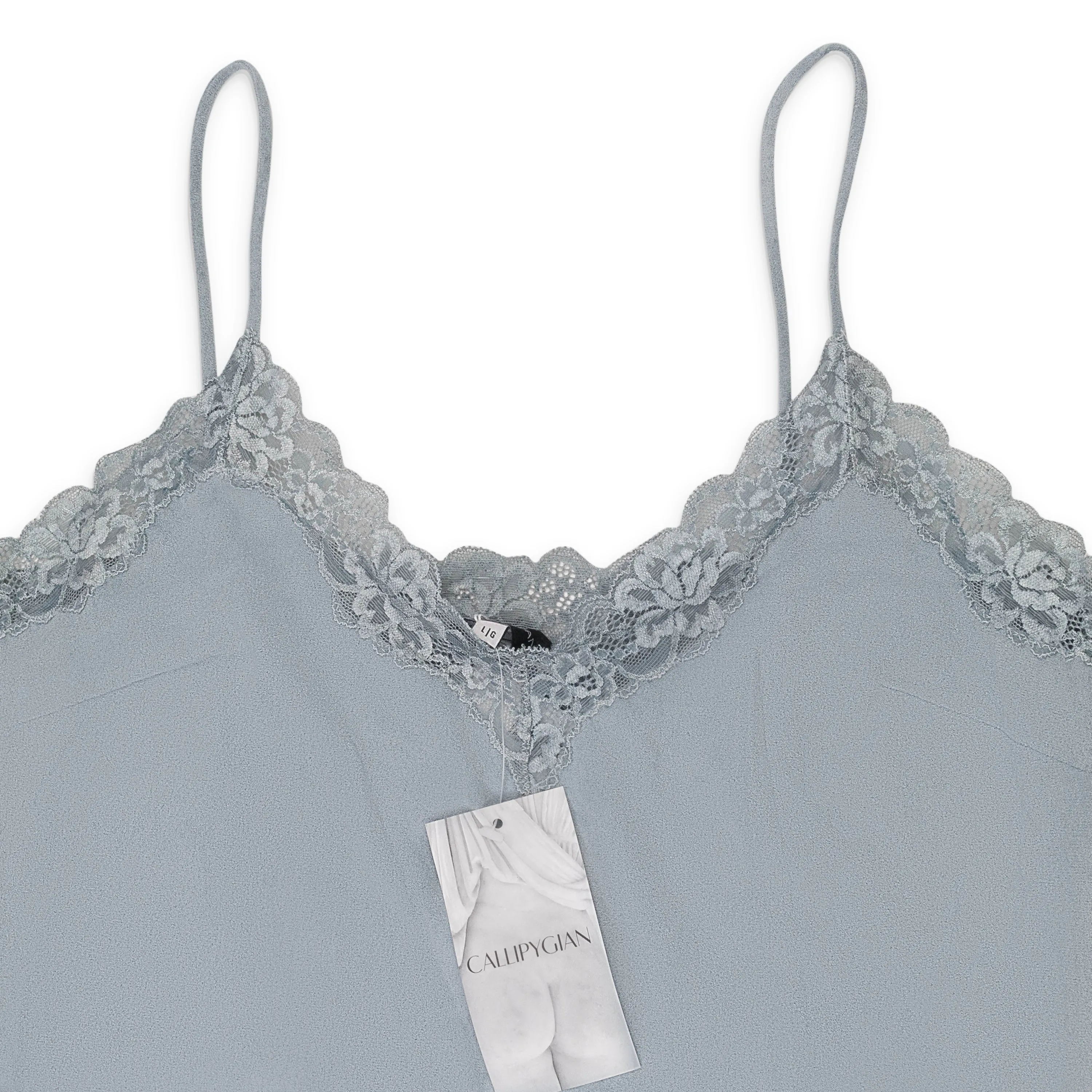 CALLIPYGIAN FAUX SUEDE BLUE SLIP DRESS