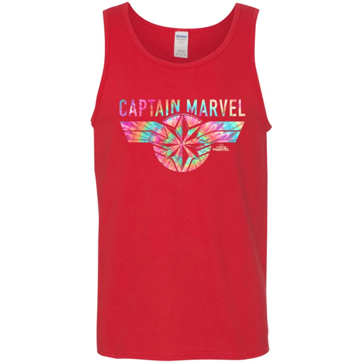 Captain Marvel Logo Banner Tie Dye Colors Men Cotton Tank
