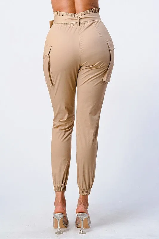 CHIC HIGH-WAISTED BELTED CARGO PANTS
