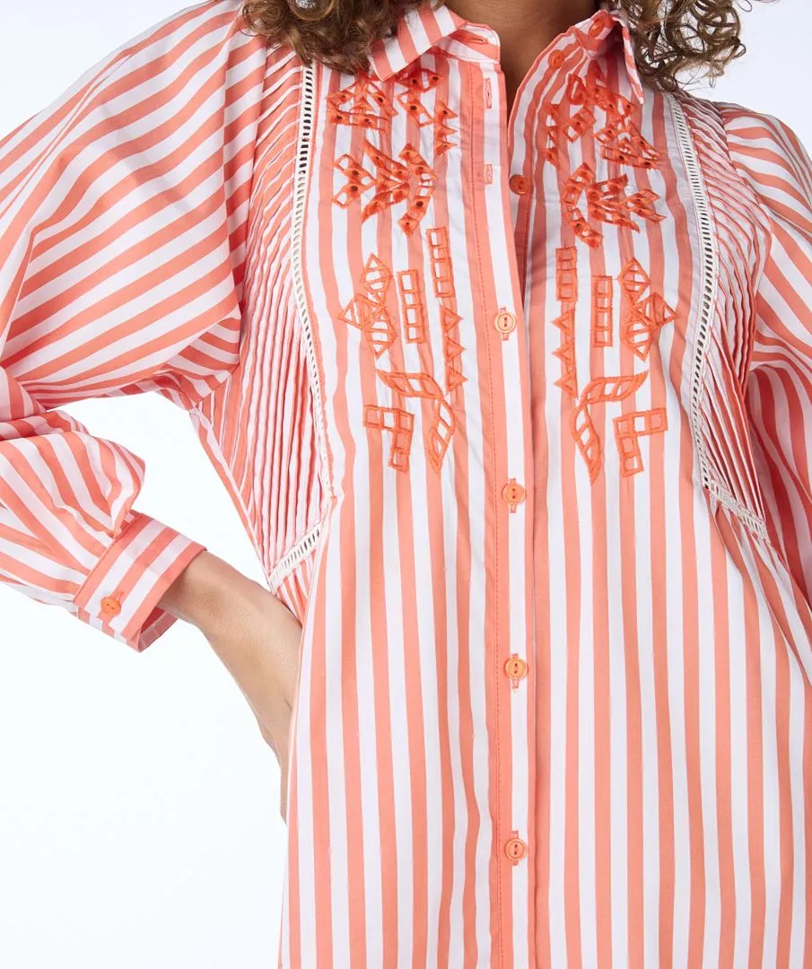Esqualo Embroidered Striped Dress