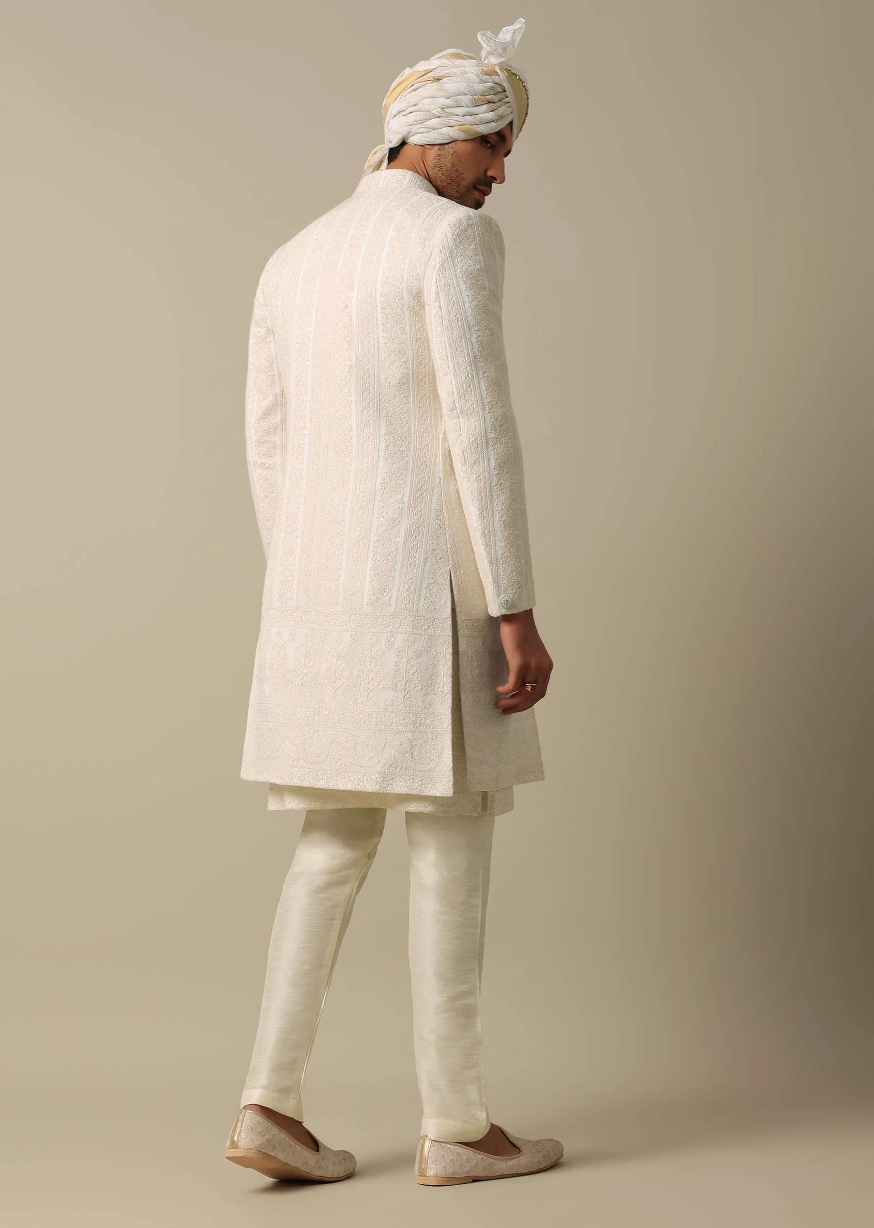 Exquisite White Sherwani Set