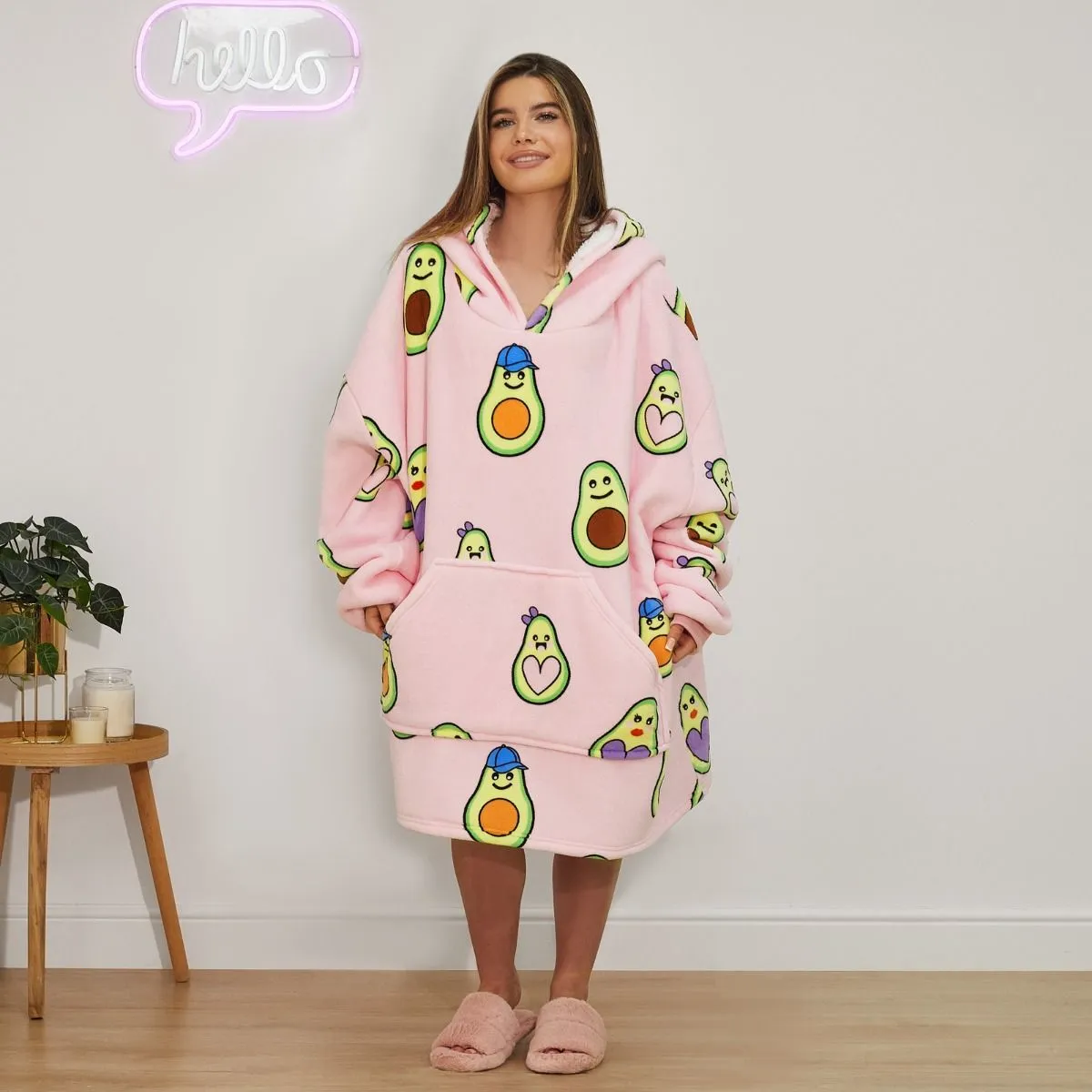 Giant Thick Fluffy Prosecco Hoodie Blanket | Christmas Blanket | Avocado Xmas Gift