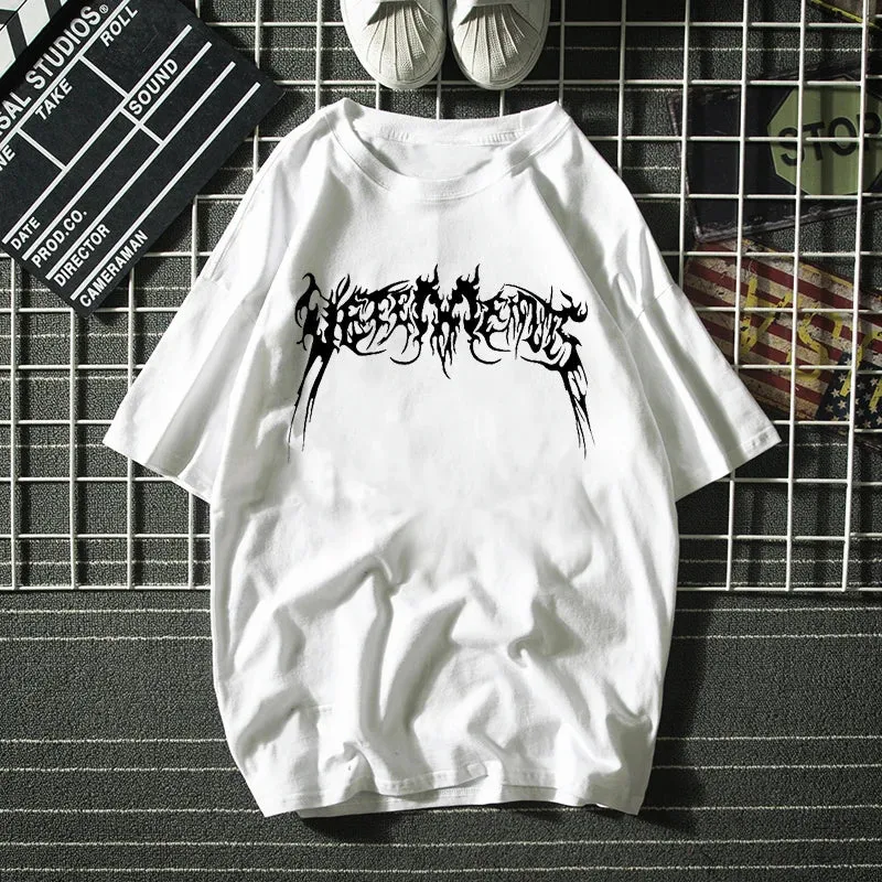 Gothic T-Shirt mit Netzärmeln und edgy Accessoire