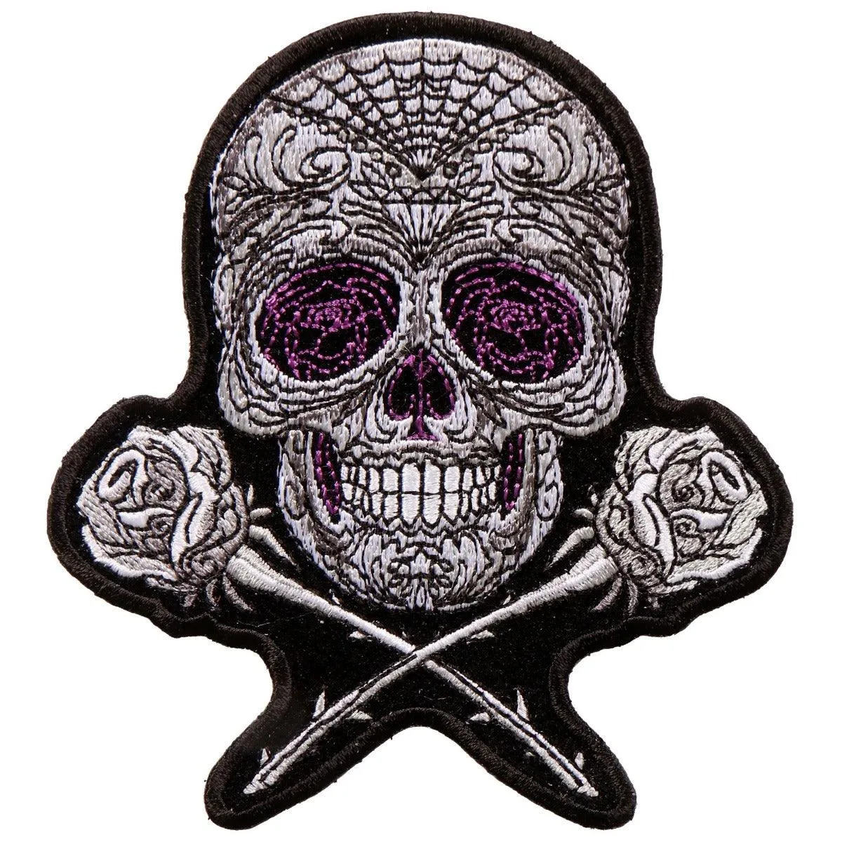 Hot Leathers Roses Sugar Skull 4"X5" Patch