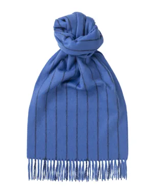 Joshua Ellis - Chalk Stripe Cashmere Scarf Sapphire