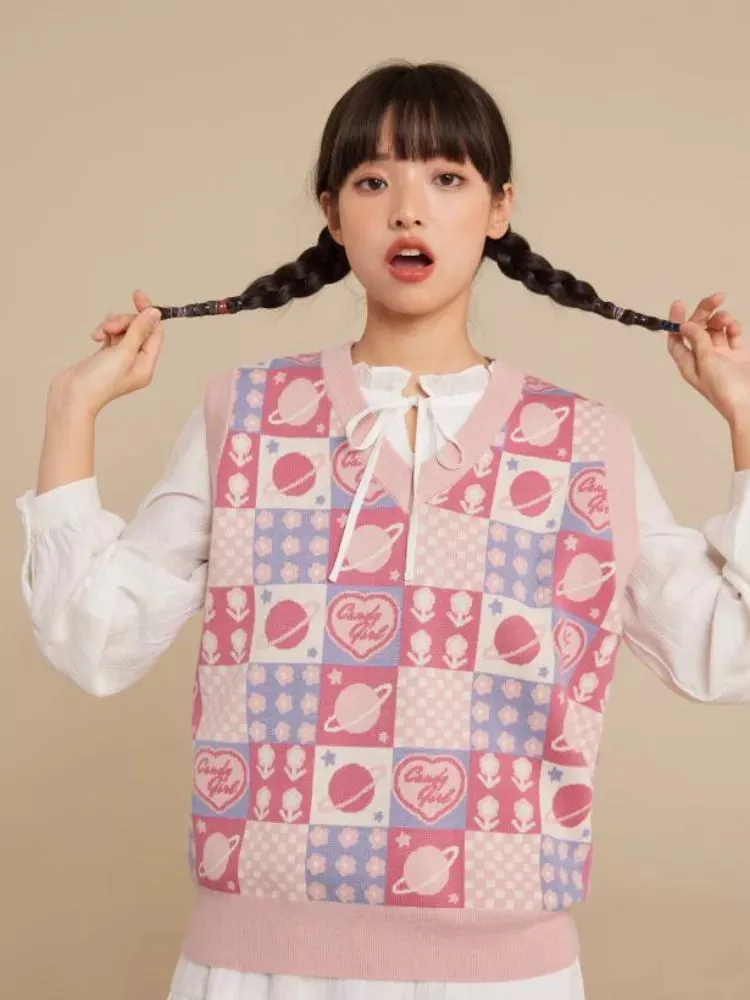 Kawaii Preppy Style Knitt Vest