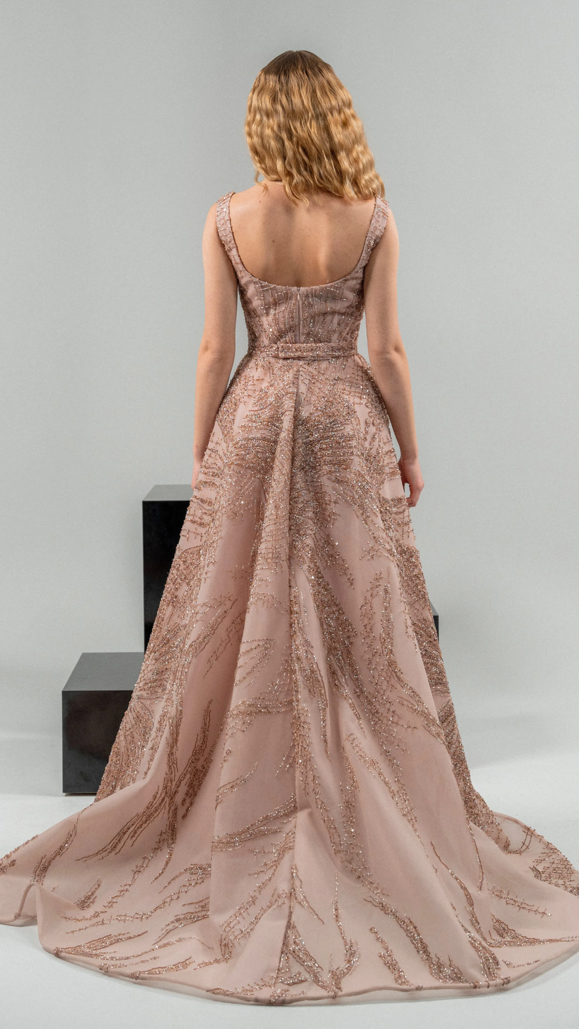 Long Exquisite Gown with a Voluminous Skirt