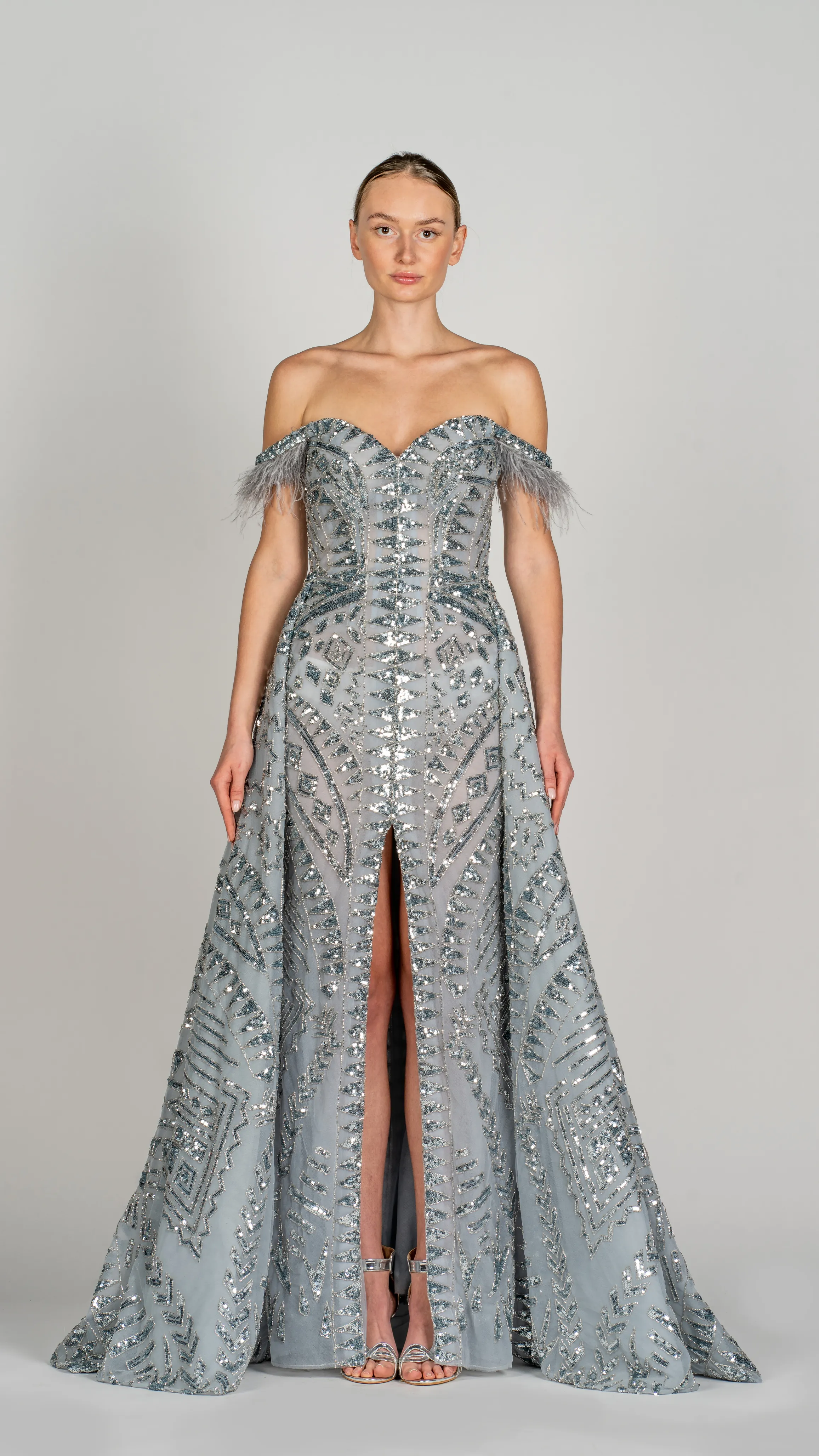 Long Exquisite Gown with Front Slit