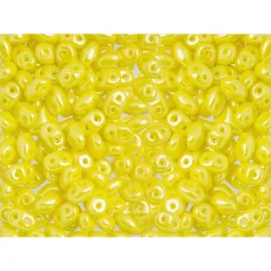 Matubo SuperDuo 2 x 5mm Opaque Yellow Luster 2-Hole Seed Bead 2.5-Inch Tube