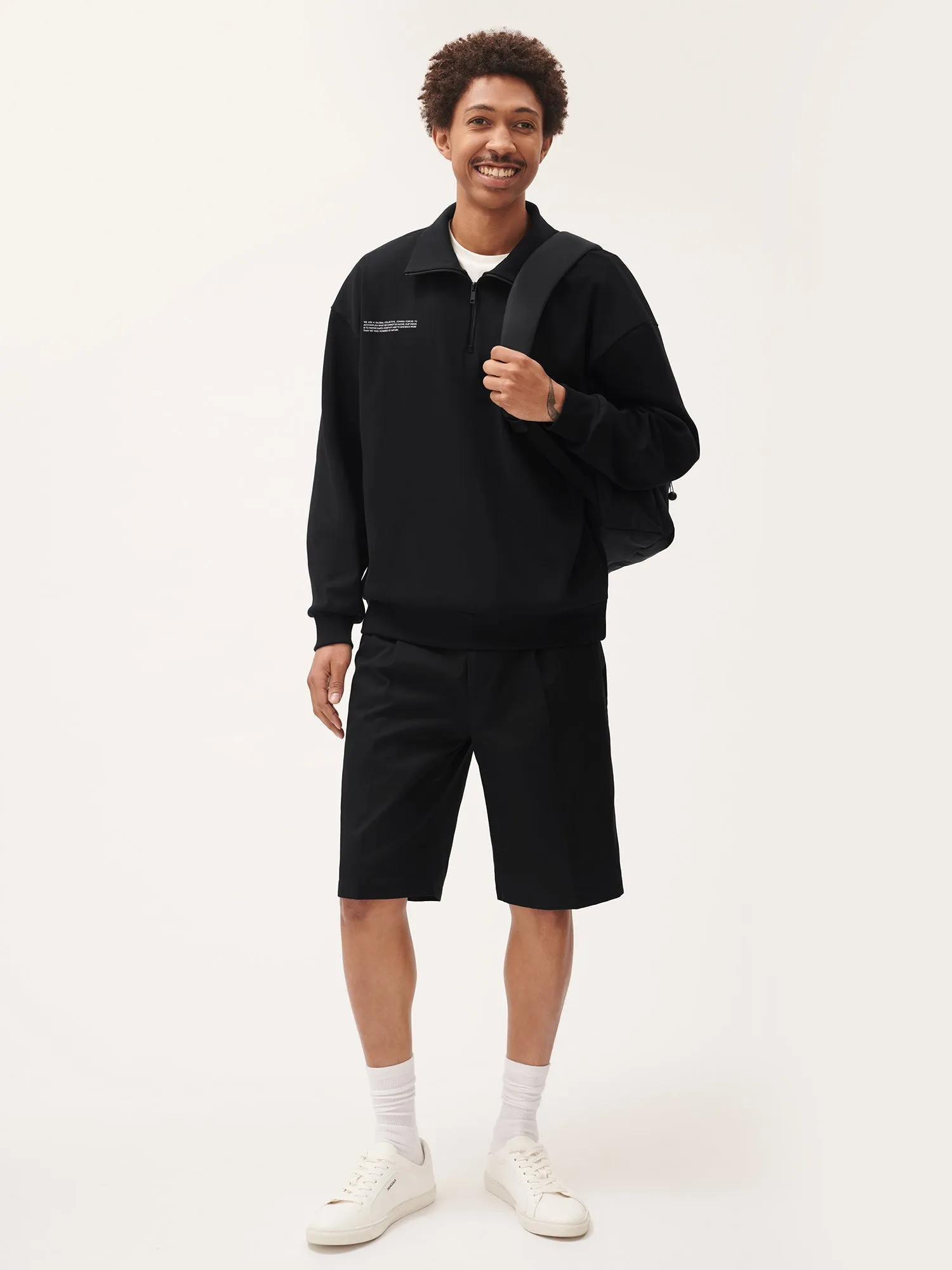 Mens Double Jersey Half Zip Sweatshirt—black