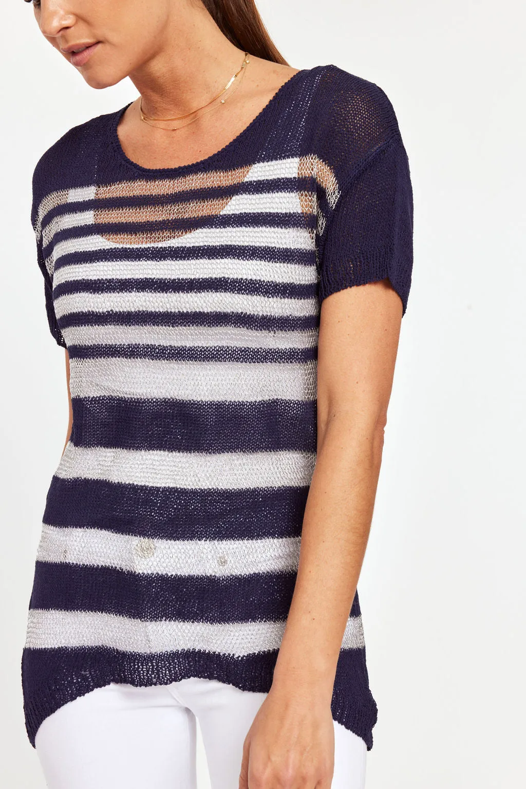 Metallic Thread Knit Pullover