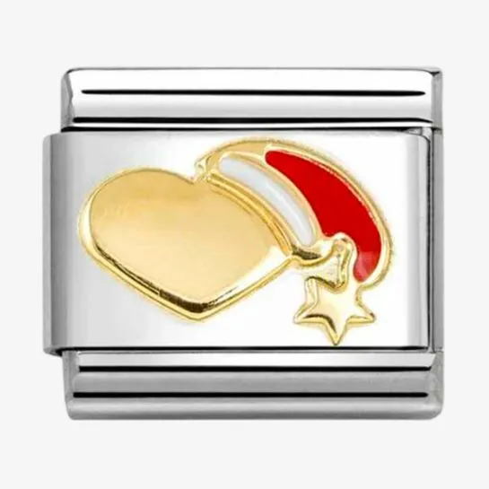 NOMINATION CLASSIC Christmas Heart With Coloured Santa Hat Charm