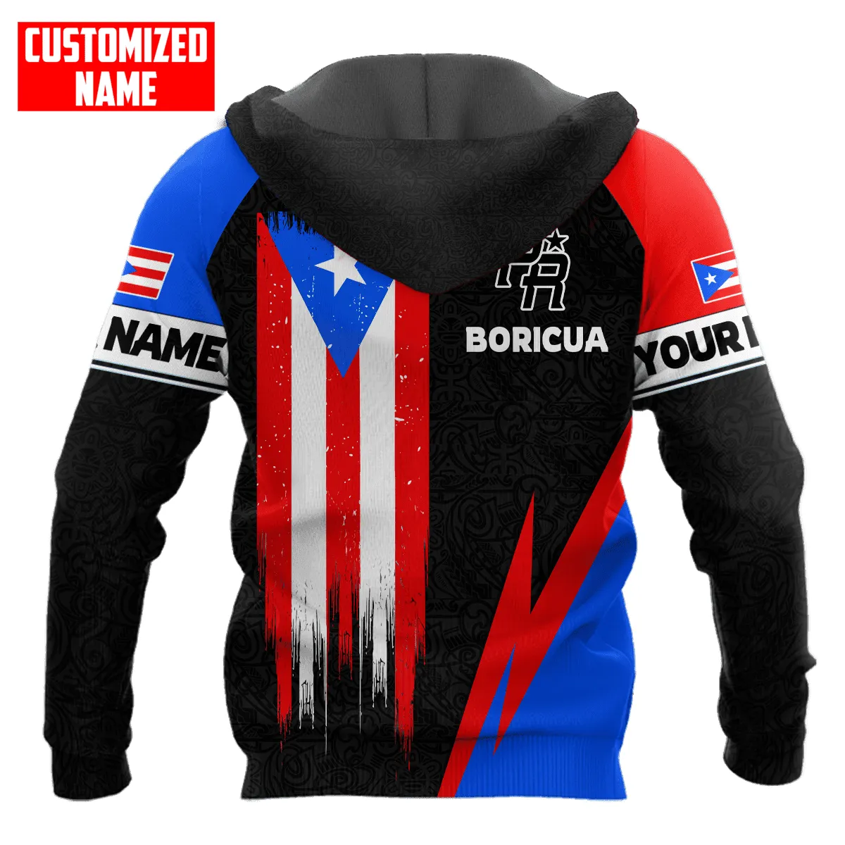 Personalized Puerto Rico Flag Distressed Boricua Unisex Hoodie, Flag Puerto Shirt