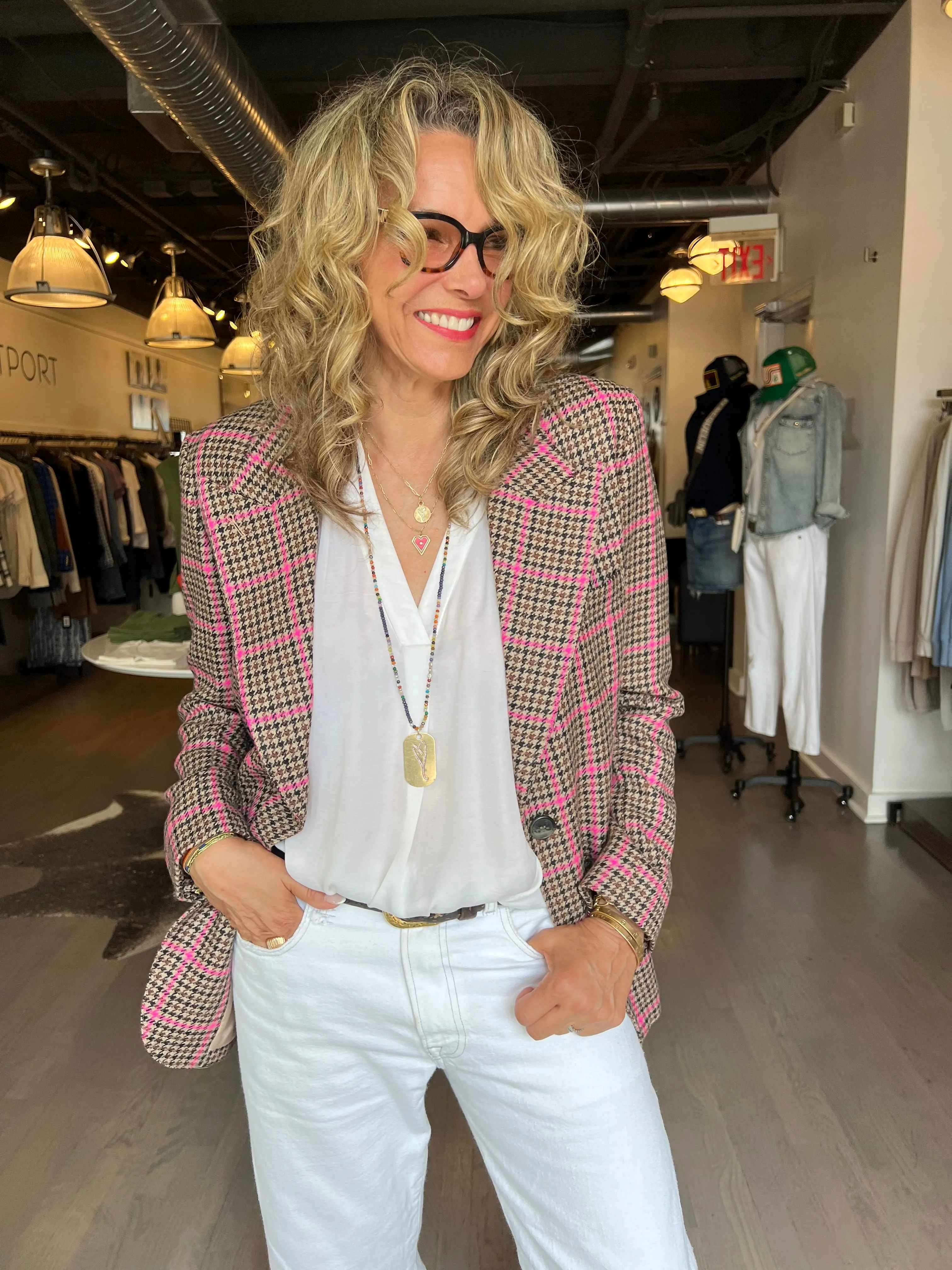 Pink Glencheck 90's Blazer