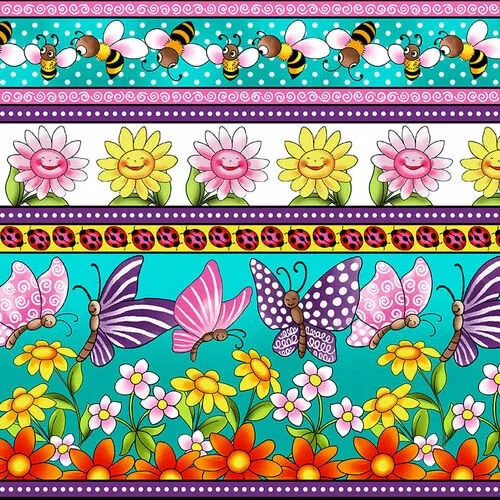 Pixie Patch Garden Stripe in Turquoise, Blank Quilting