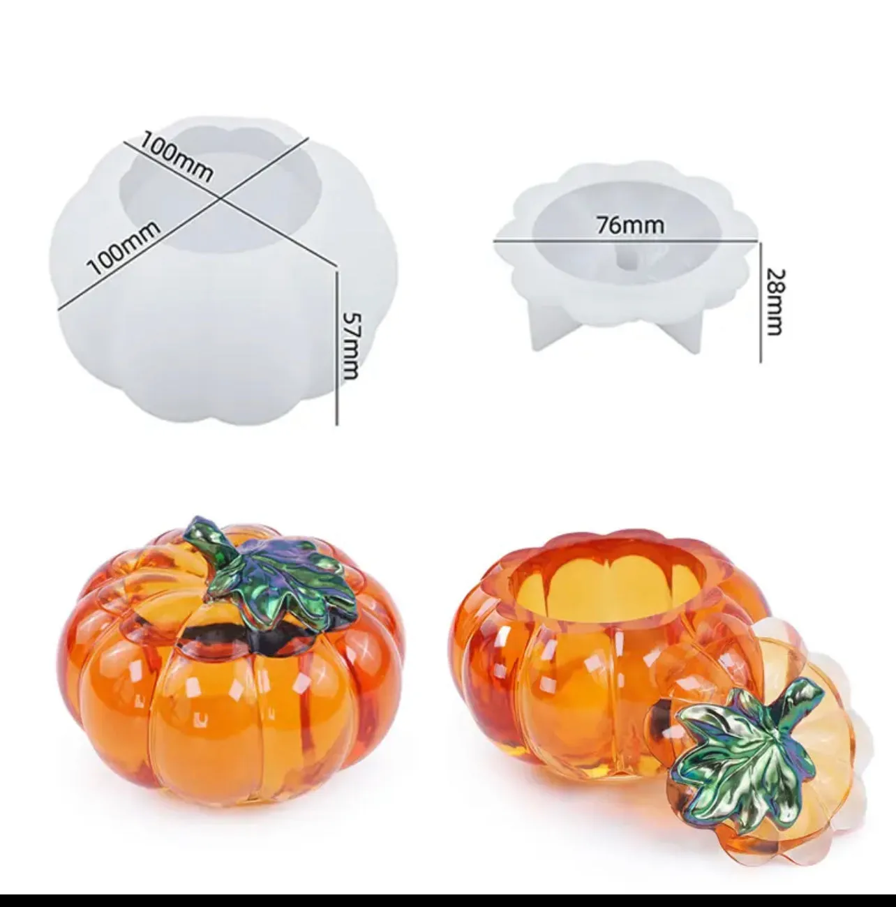 Pumpkin with Leaf Resin Mold Jar