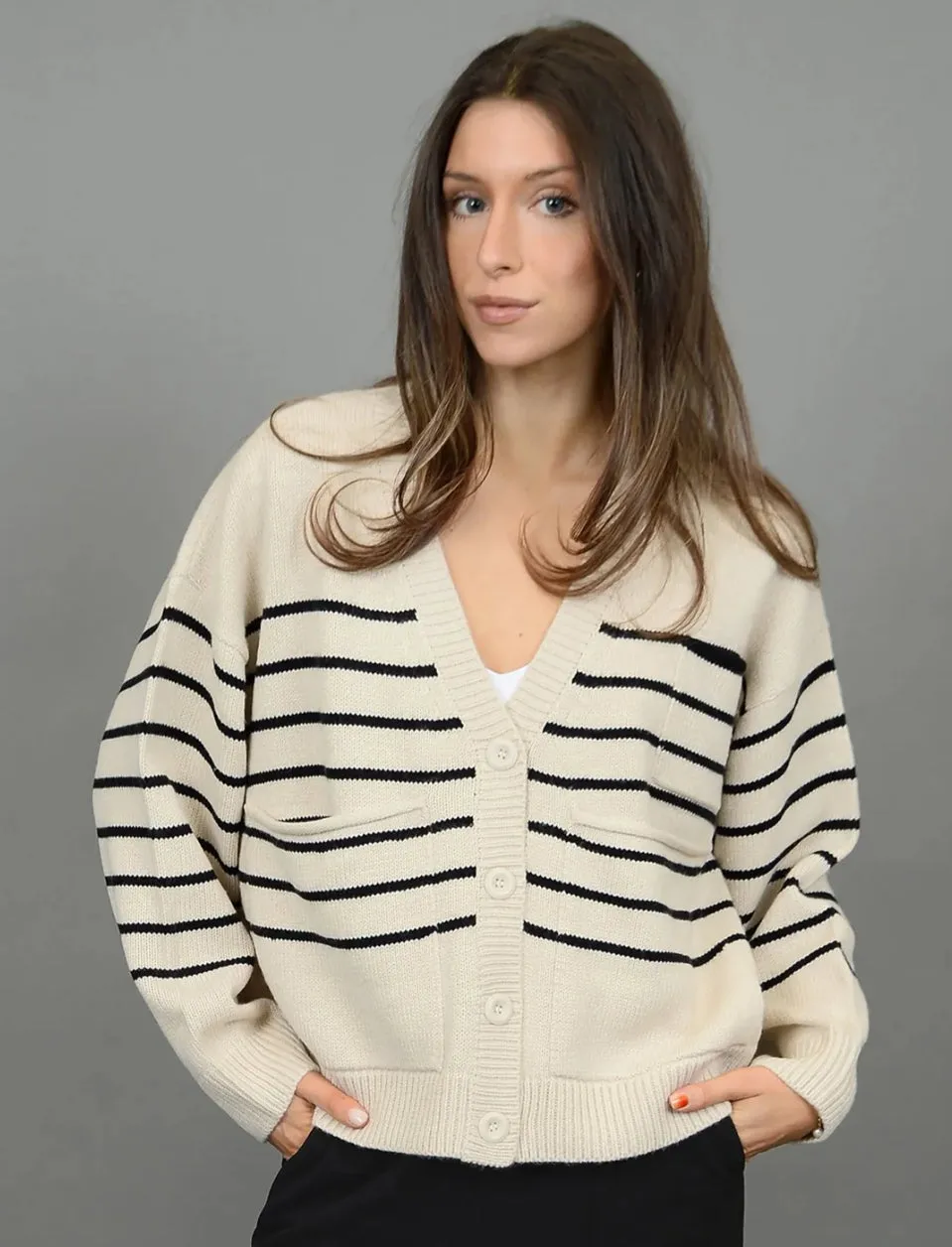 RD STYLE MATAB LONG SLEEVE V-NECK CARDIGAN