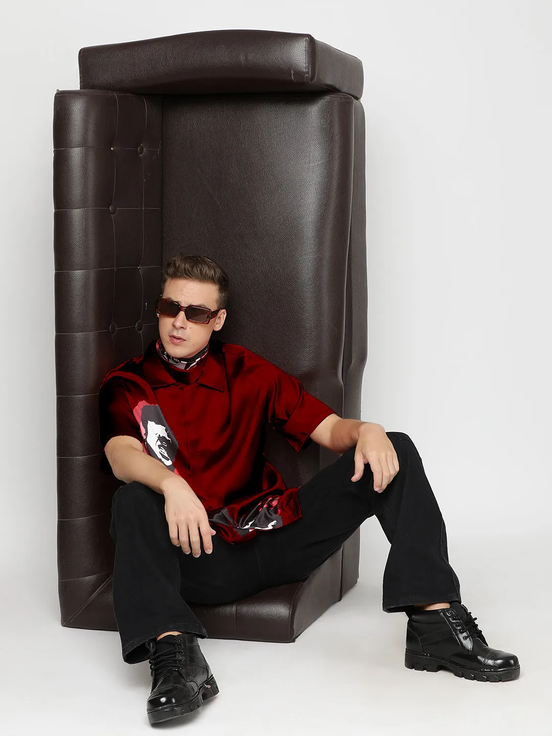 Red Menace Neck Scarf Cum Pocket Square in Premium Soft Satin