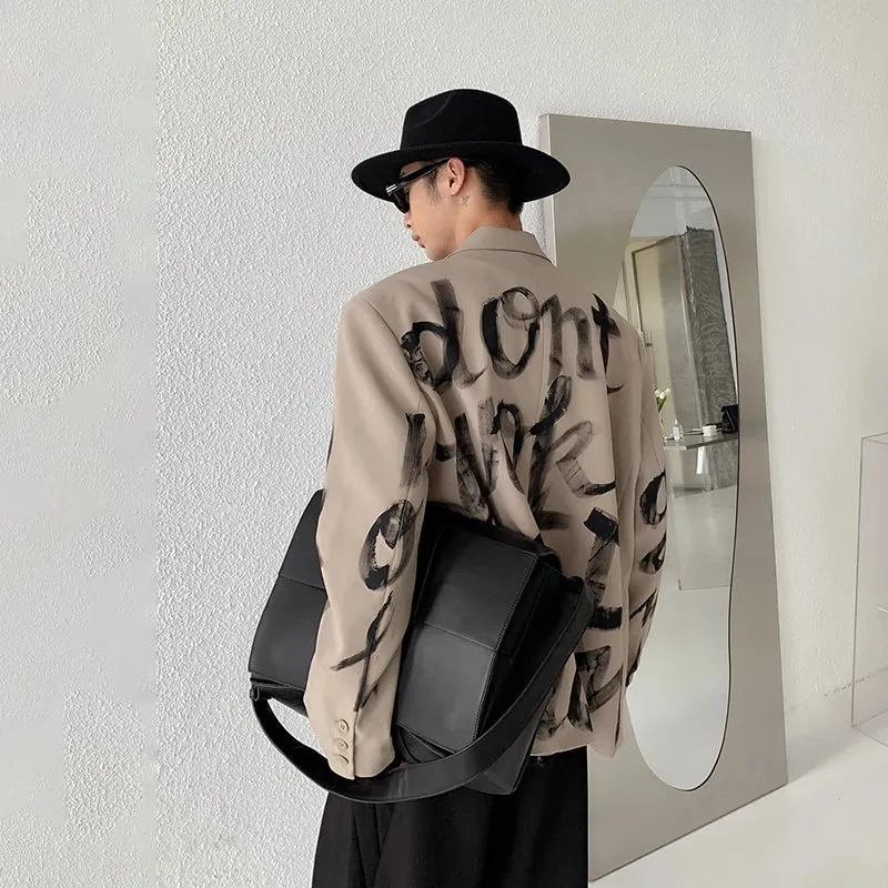 Retro Loose Letter Graffiti Blazer