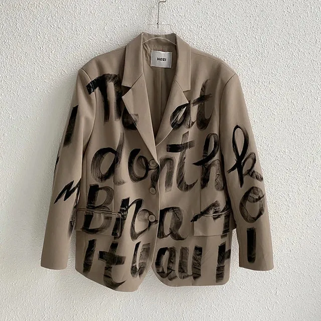 Retro Loose Letter Graffiti Blazer