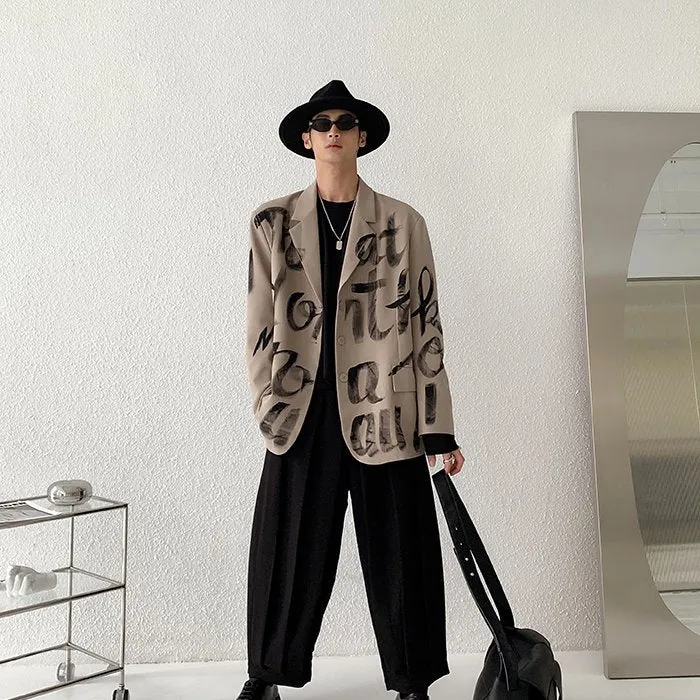 Retro Loose Letter Graffiti Blazer