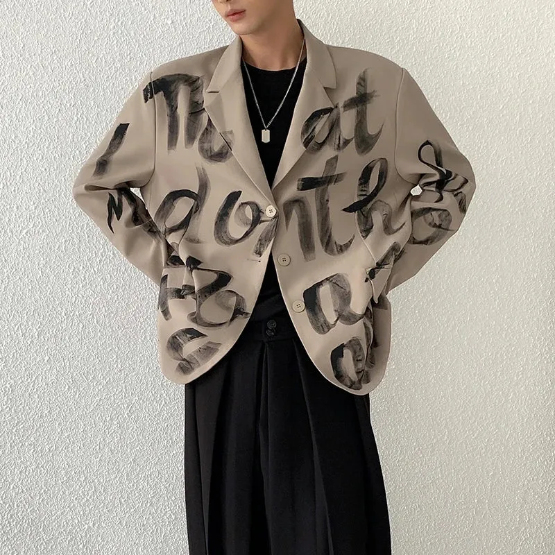 Retro Loose Letter Graffiti Blazer