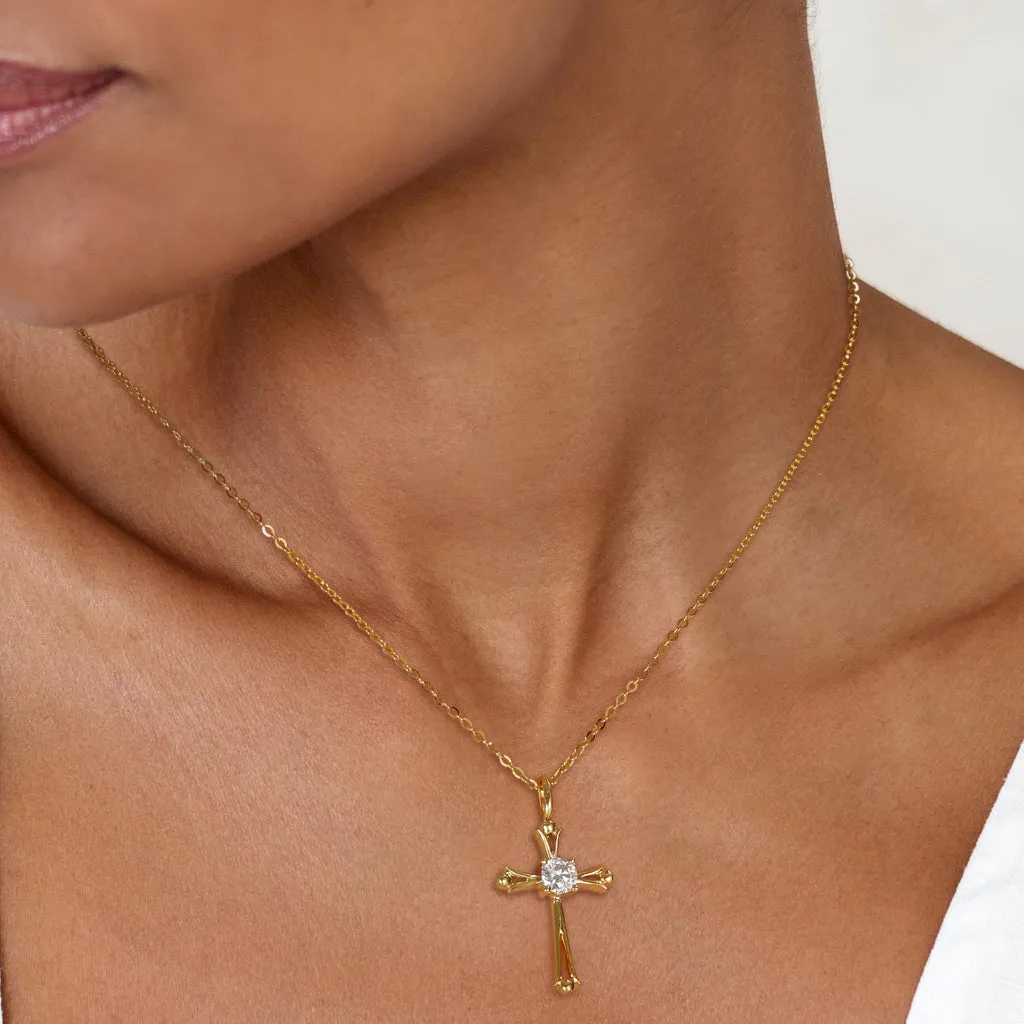 Sparkling Moissanite Cross Necklace