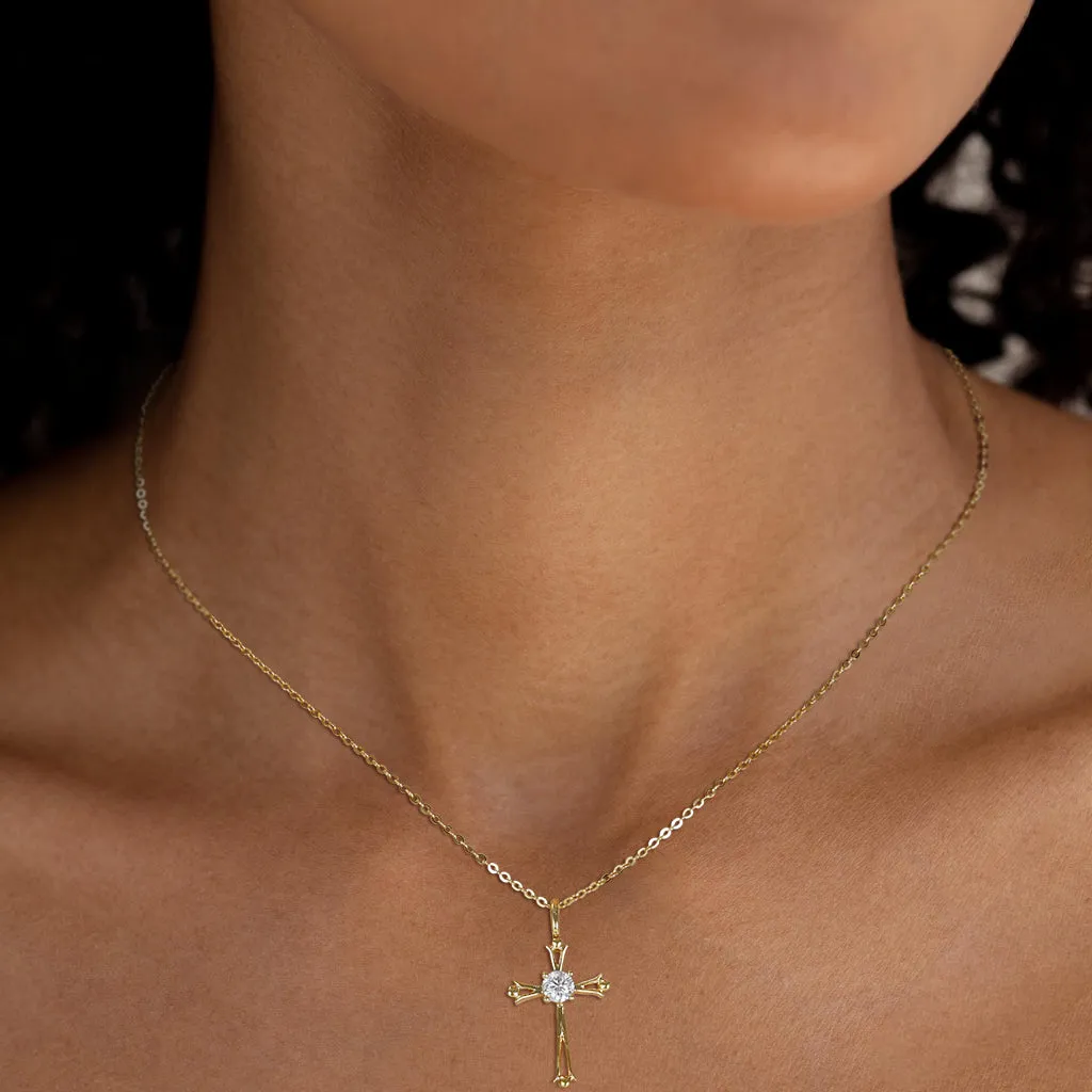 Sparkling Moissanite Cross Necklace
