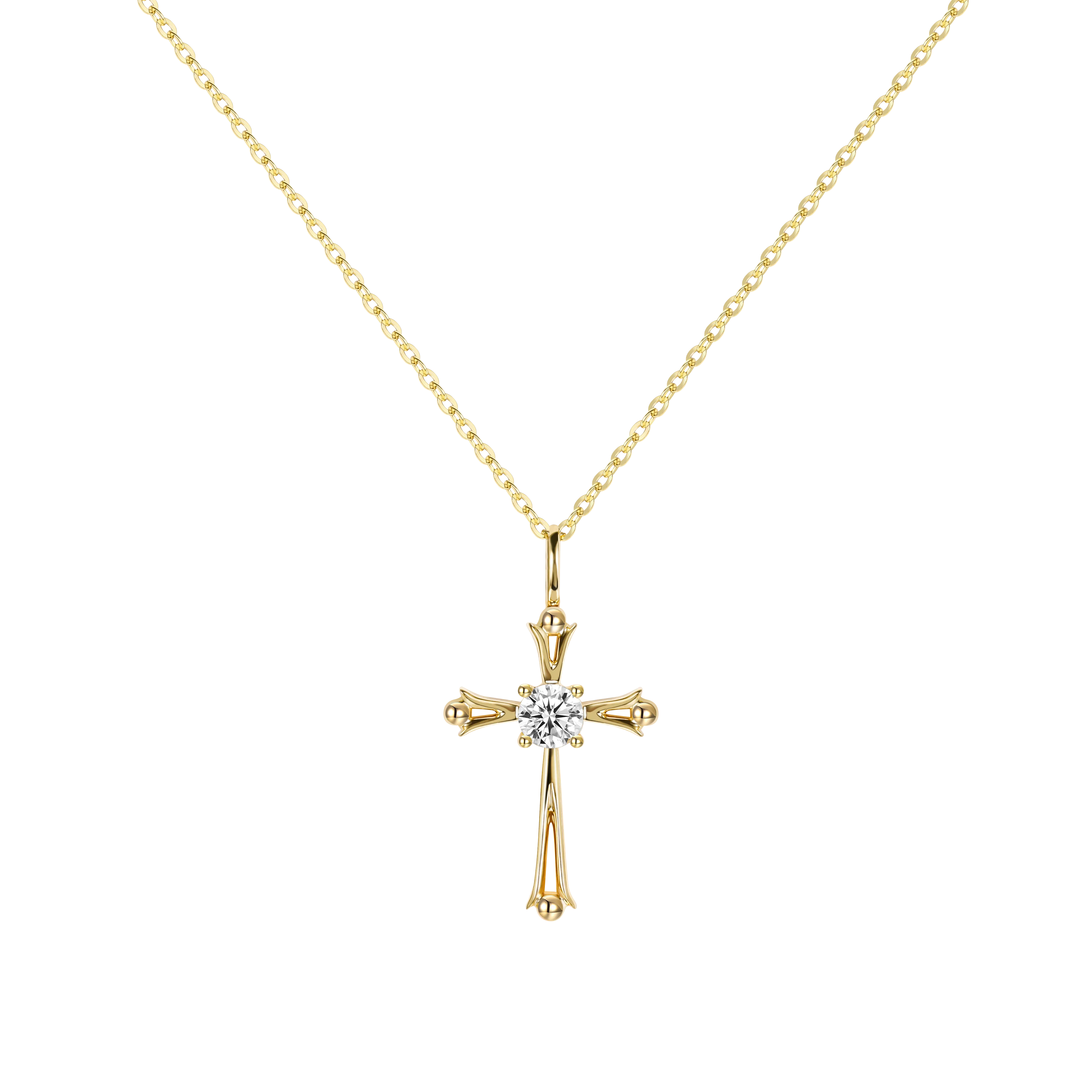 Sparkling Moissanite Cross Necklace