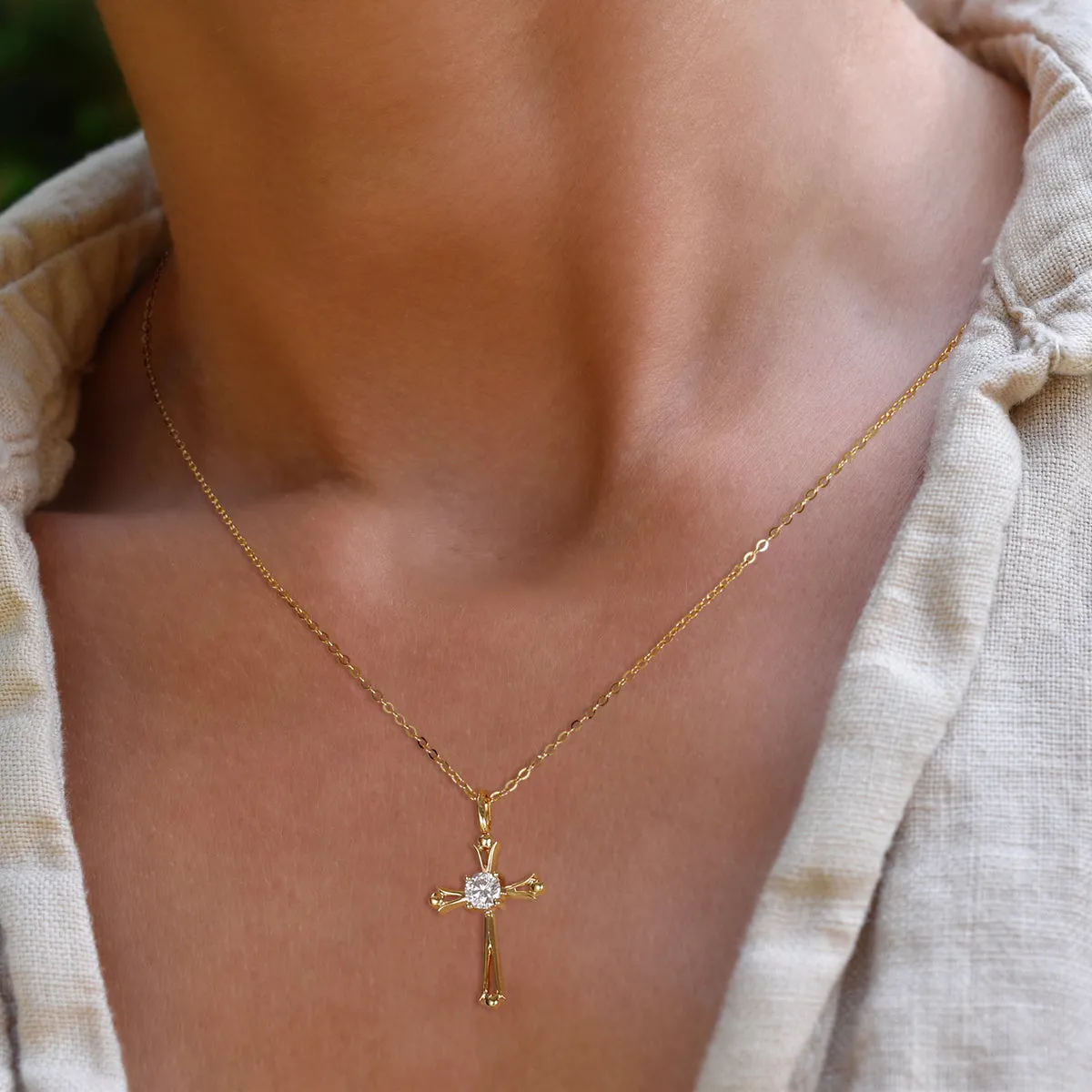 Sparkling Moissanite Cross Necklace