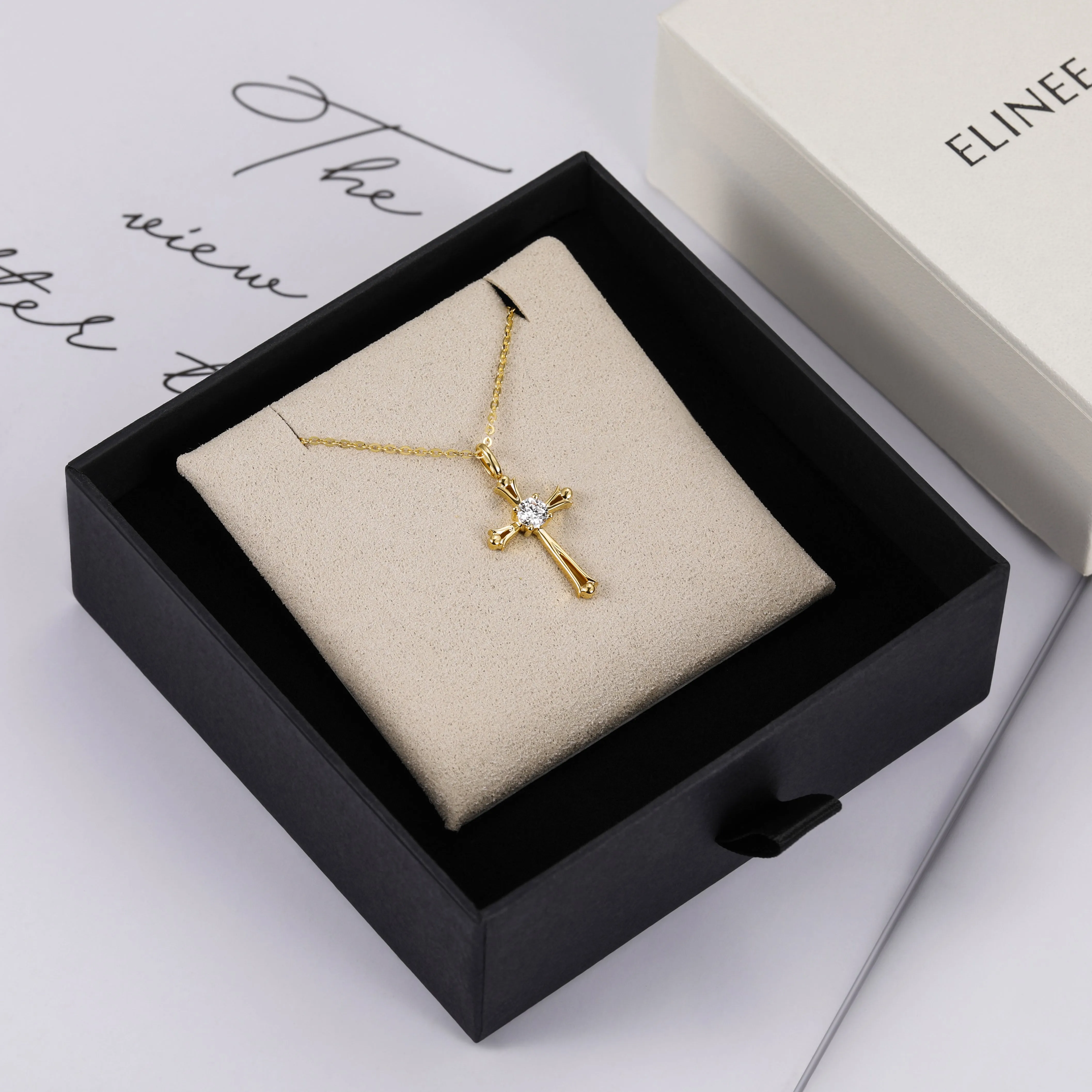 Sparkling Moissanite Cross Necklace