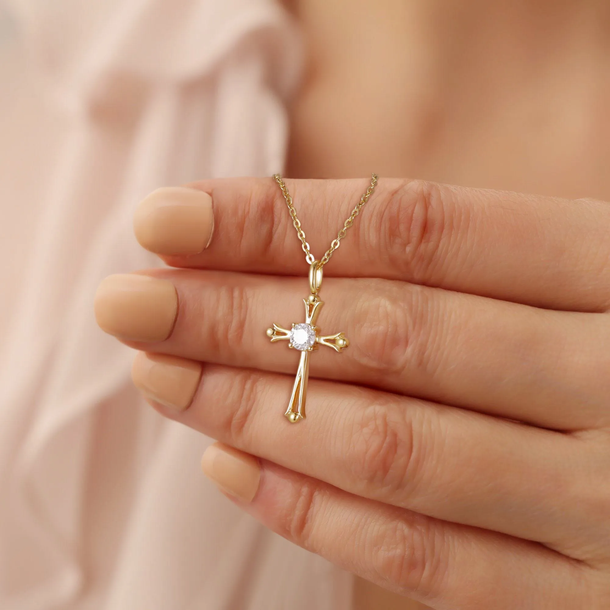 Sparkling Moissanite Cross Necklace