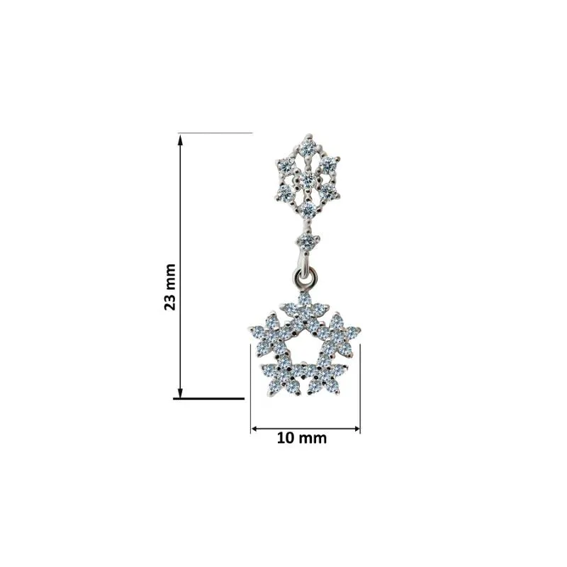 Stylish Snowflake Silver Drop Earrings
