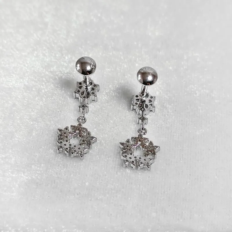 Stylish Snowflake Silver Drop Earrings