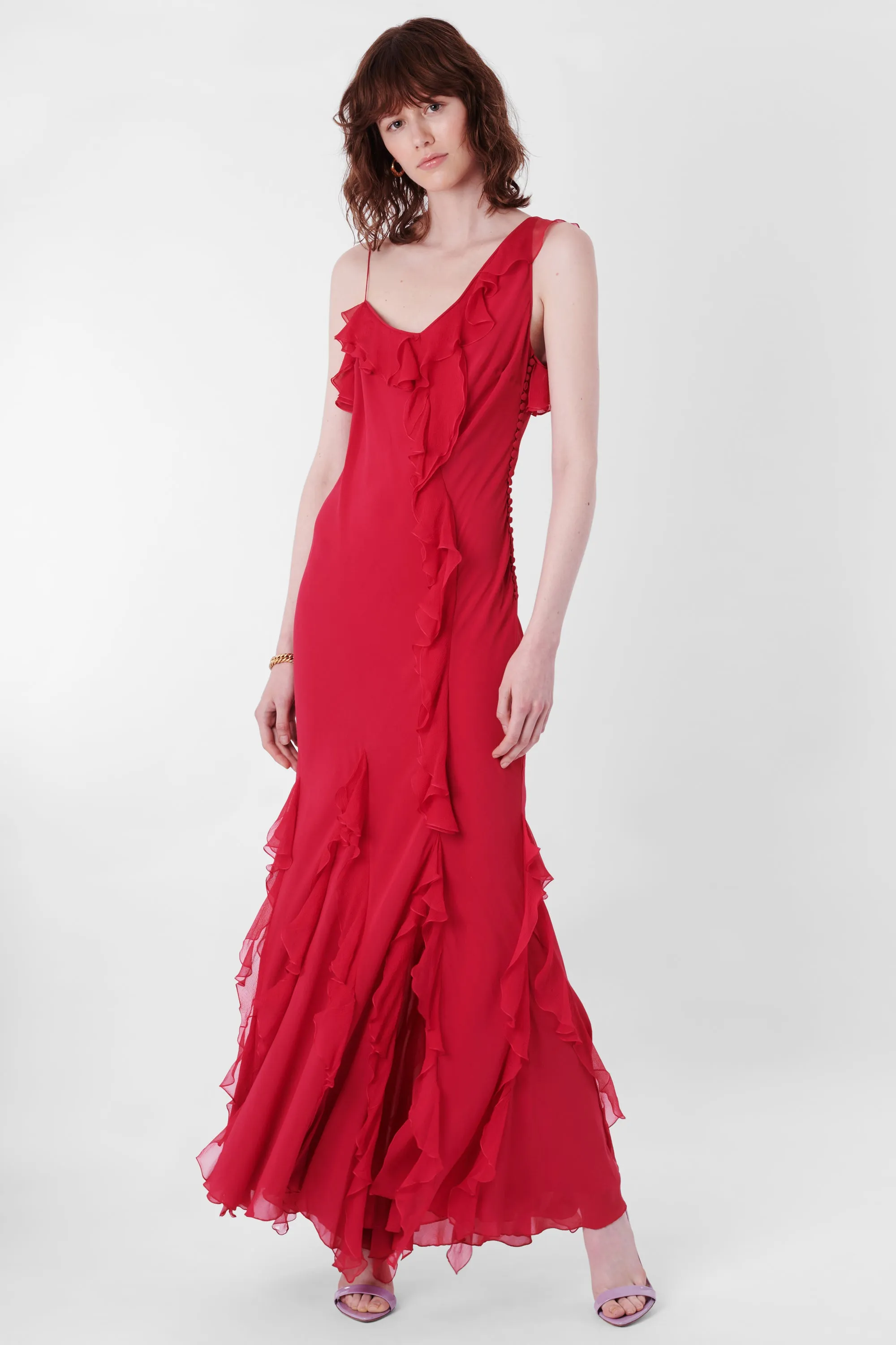 Vintage 2003 Pink Ruffled Maxi Dress
