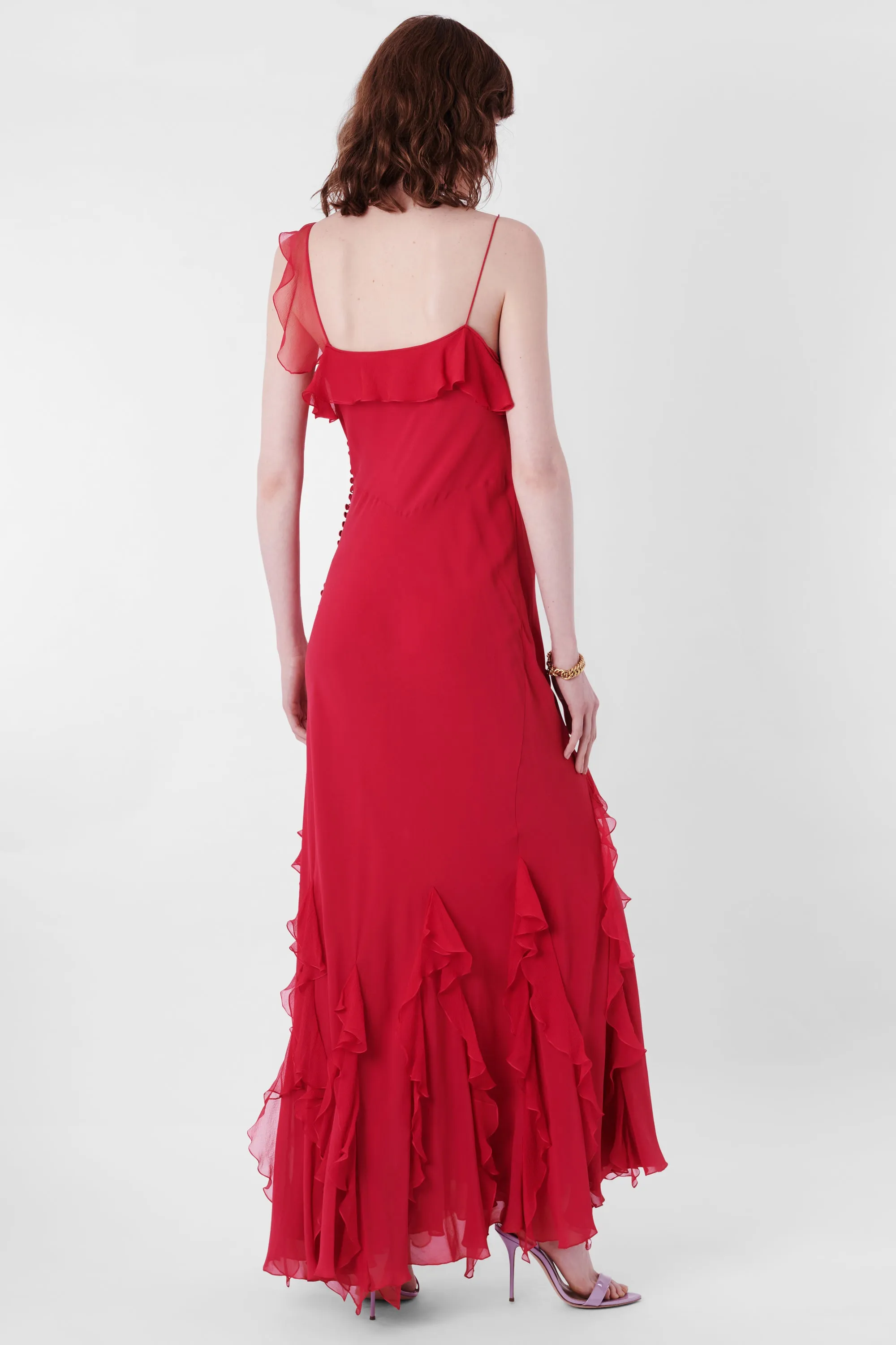 Vintage 2003 Pink Ruffled Maxi Dress